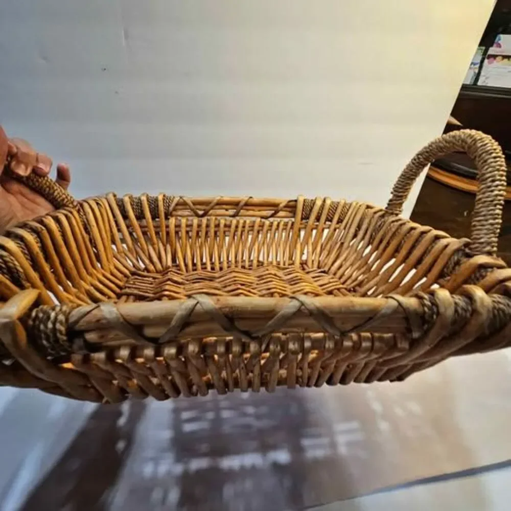 Vintage Wicker Basket with Handles